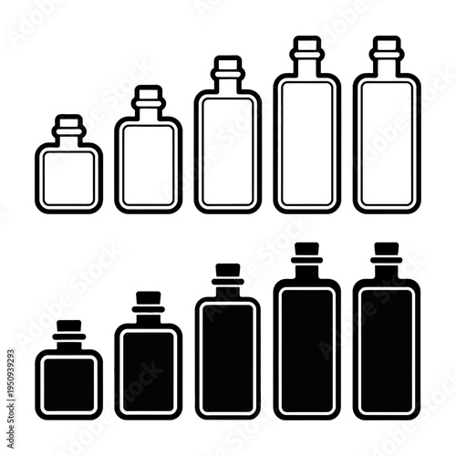 Vector showcasing different sizes of bottles