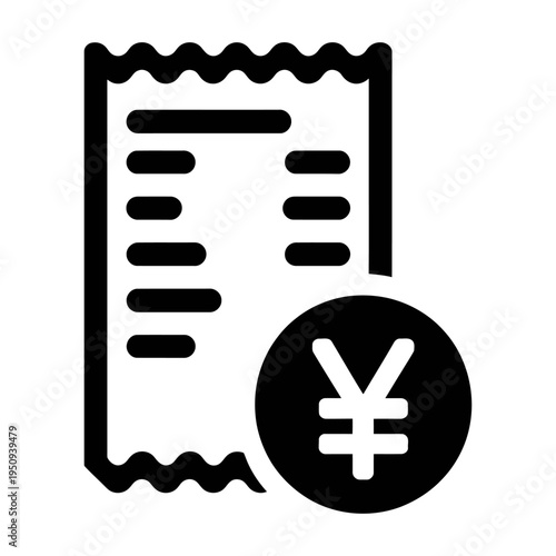 Vector receipt with a japanese yen symbol representing bill payment.
