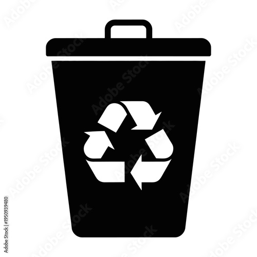 Vector recycling bin with a white recycling symbol prominently displayed.