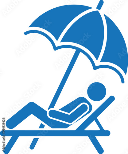 A person relaxing on a beach chair under an umbrella