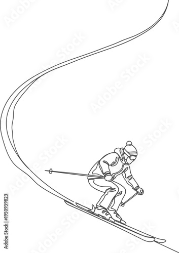 A person skiing down a snowy slope