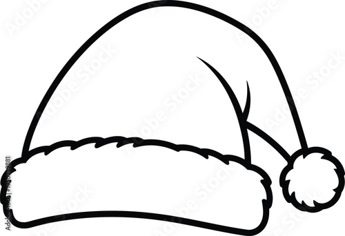 A black and white drawing of a santa hat