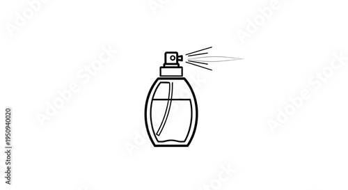 Perfume Bottle Spraying Fragrance Mist - Minimalist Line Art Icon