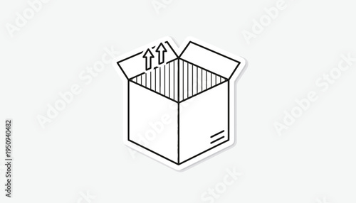 Open Cardboard Box with Up Arrows Icon, Shipping and Delivery Concept