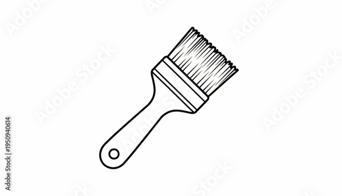 Paint Brush Icon, Simple Line Art Illustration of a Painting Tool