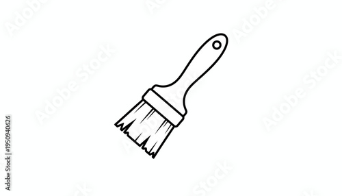 Paint Brush Icon - Simple Line Art Illustration