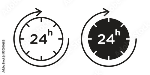 24 Hrs icon logo concept on white background. Suitable for use on web apps