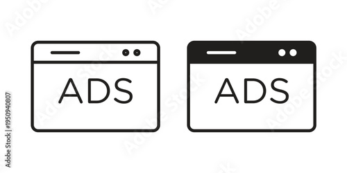 Ads icon logo concept on white background. Suitable for use on web apps