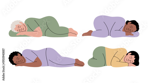 Diverse individuals resting comfortably.