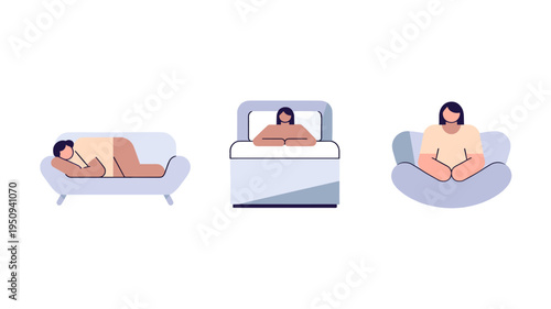 Collection of abstract images depicting different resting positions.