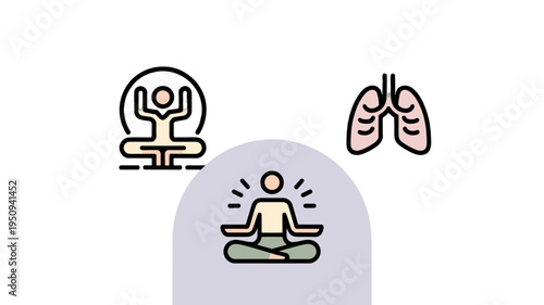 Meditation and relaxation icons in a calming design.