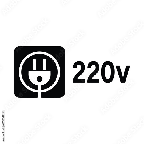 Black and white graphic depicting a 220v european power outlet symbol