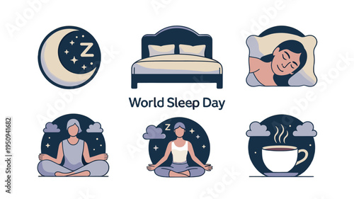 World Sleep Day concept and illustrations.