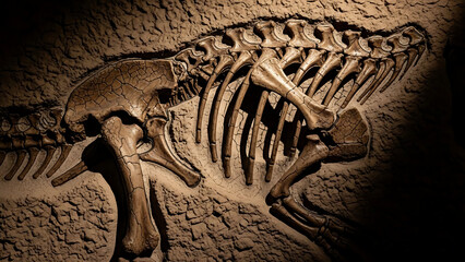 Fossil Discovery, Dinosaur Skeleton, Museum, Photography, Indoor, Close-Up, Paleontology Insights
