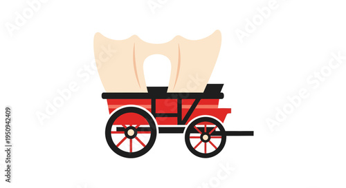 covered wagon vector illustration, flat design, transport concept, wild west