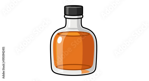 Whiskey Bottle Vector Illustration, Flat Design, for Drinks, Bar, and Alcohol Concepts
