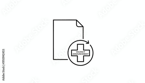 New Vacancy Announcement Document Icon with Plus Sign and Refresh Arrow