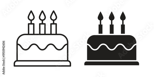 Birthday cake icon logo concept on white background. Suitable for use on web apps
