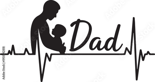 Silhouette illustration of Father’s Day Shirt Design simple cartoon style