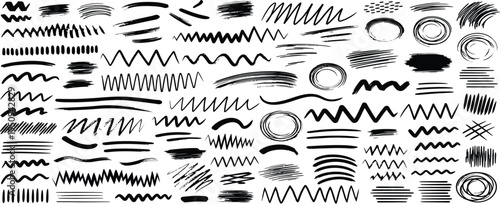 Collection of various black line patterns and shapes on a white background