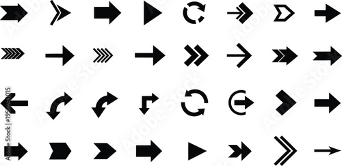 Collection of various arrow icons in different styles and directions