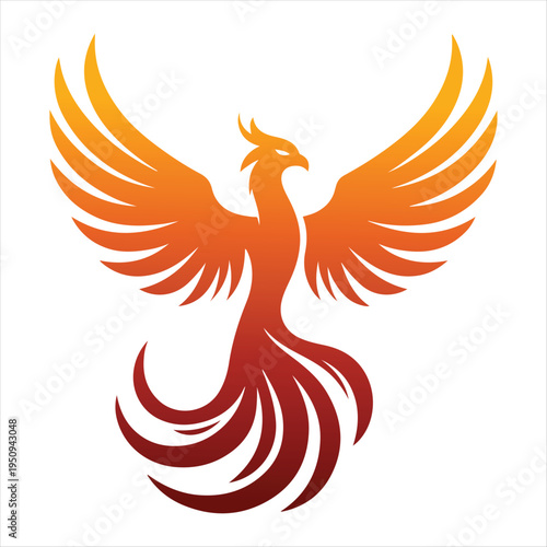 majestic phoenix vector silhouette outline logo design  concept illustration idea