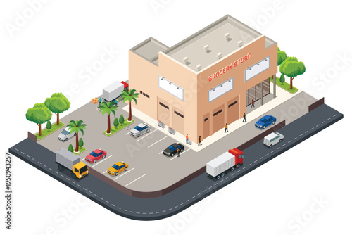 Isometric of Grocery Store Vector Illustration