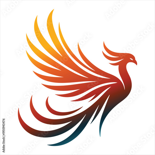 majestic phoenix vector silhouette outline logo design  concept illustration idea