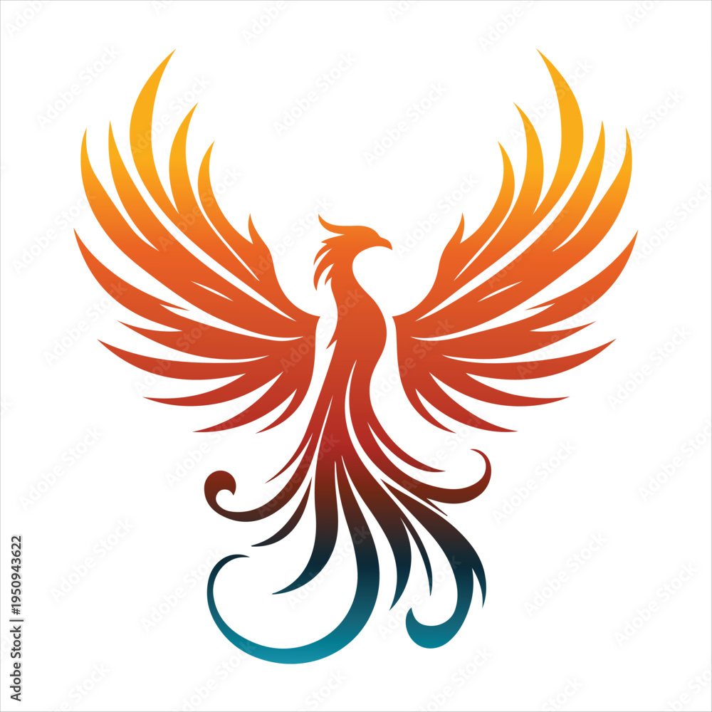 Fototapeta premium majestic phoenix vector silhouette outline logo design concept illustration idea