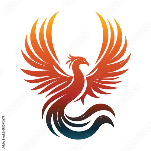 majestic phoenix vector silhouette outline logo design  concept illustration idea