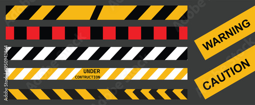 Warning caution sign tape. Hazard Warning Graphics Set. Caution and Danger Stripe tape. vector illustration 