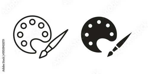 Brush and Palette icon logo concept on white background. Suitable for use on web apps