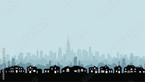 Residential Area Skyline stock illustration