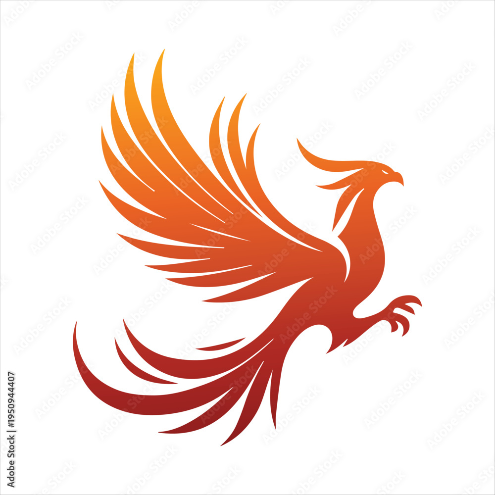 Fototapeta premium majestic phoenix vector silhouette outline logo design concept illustration idea