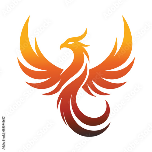 majestic phoenix vector silhouette outline logo design  concept illustration idea