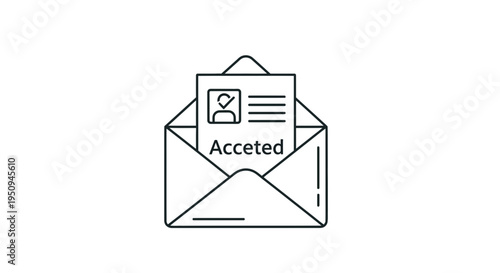 Accepted Letter in Envelope Icon: Job Offer, Admission, or Approval Concept