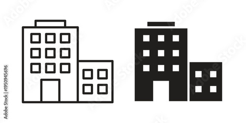 Commercial building icon logo concept on white background. Suitable for use on web apps