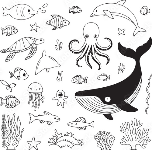 underwater ocean sea creatures illustrations