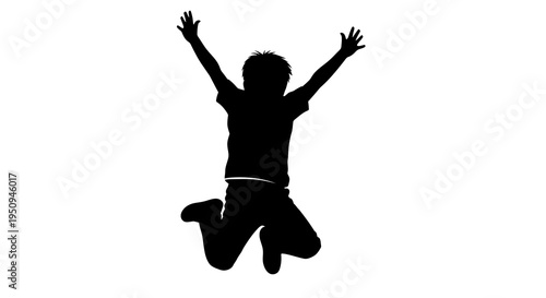 Happy Childhood Jumping Boy Silhouette Vector - Freedom, Joy  Celebration Illustration