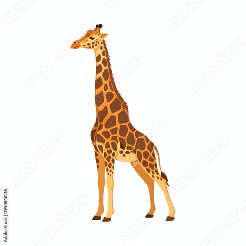 A stylized, full-body illustration of a giraffe standing against a white background