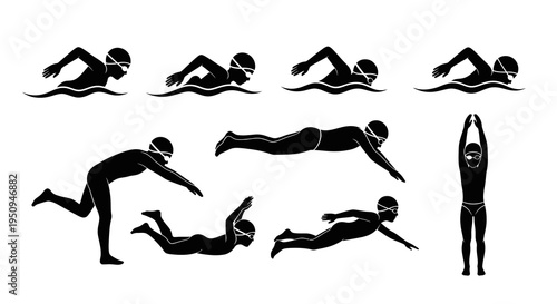 Swimming Silhouettes: Various Strokes and Start Positions