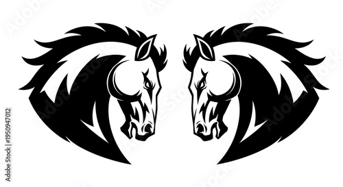 Black  White Horse Head Vector Logo - Equestrian Mascot Art