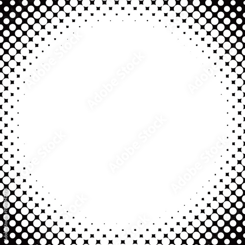 ハーフトーン・ドット円のフレーム背景・ホワイト（正方形）