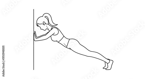 Woman Doing Wall Push-Ups: Fitness, Exercise, Strength Training, Healthy Lifestyle