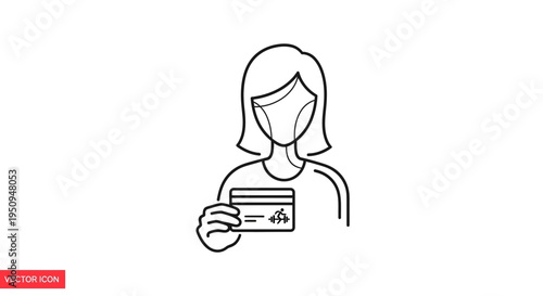 Woman Holding Credit Card, Payment, Shopping, Financial Transaction Icon