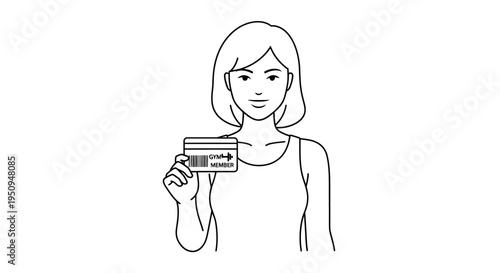 Woman Holding Membership Card with Barcode and Logo