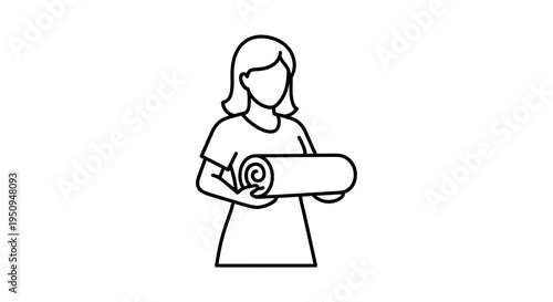 Woman Holding Rolled Yoga Mat