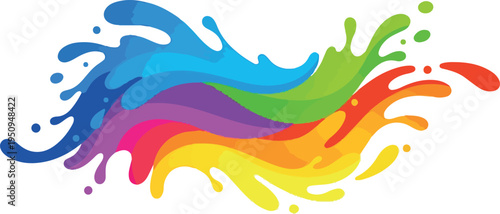 A vibrant and dynamic explosion of rainbow colors, symbolizing creativity, energy, and artistic expression in a fluid and abstract design