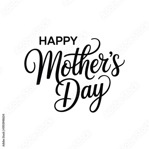 Handwritten happy mothers day greeting in black ink on white background