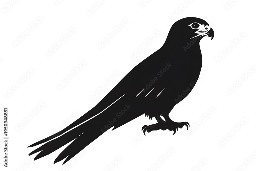 Fototapeta premium Falcon's Silhouette: A majestic falcon, rendered in stark silhouette, exudes an air of power and grace against a neutral backdrop.